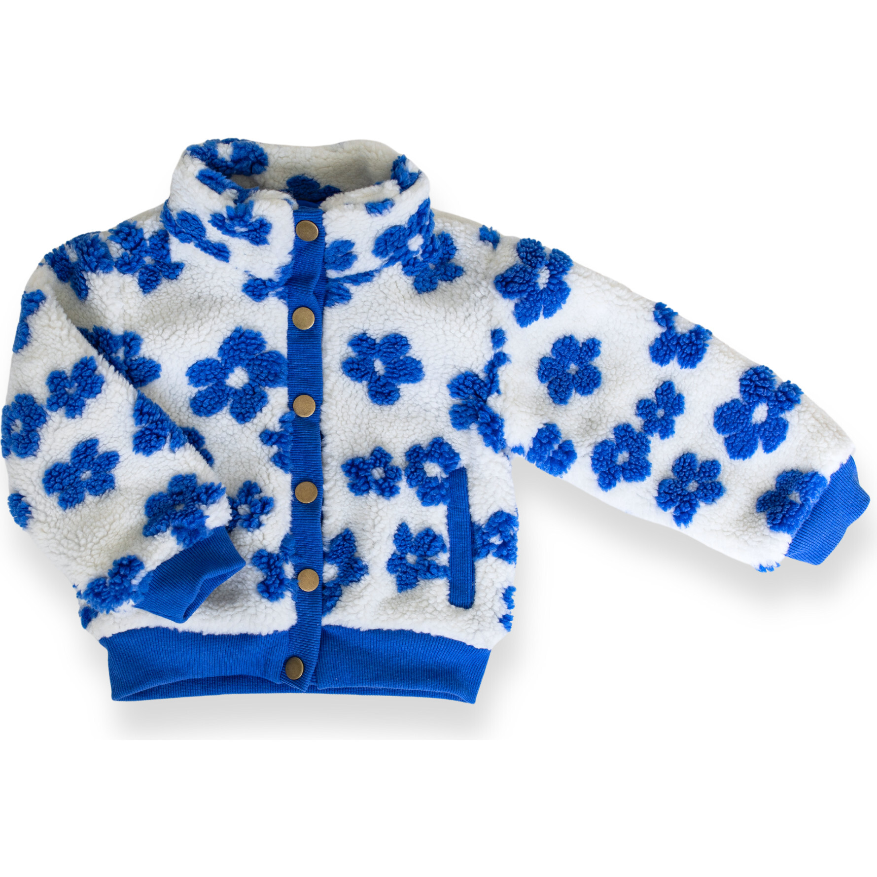 Flower Power Fleece Jacket, Royal Blue - Fleece & Sherpa Jackets - 1