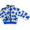 Flower Power Fleece Jacket, Royal Blue - Fleece & Sherpa Jackets - 1 - thumbnail