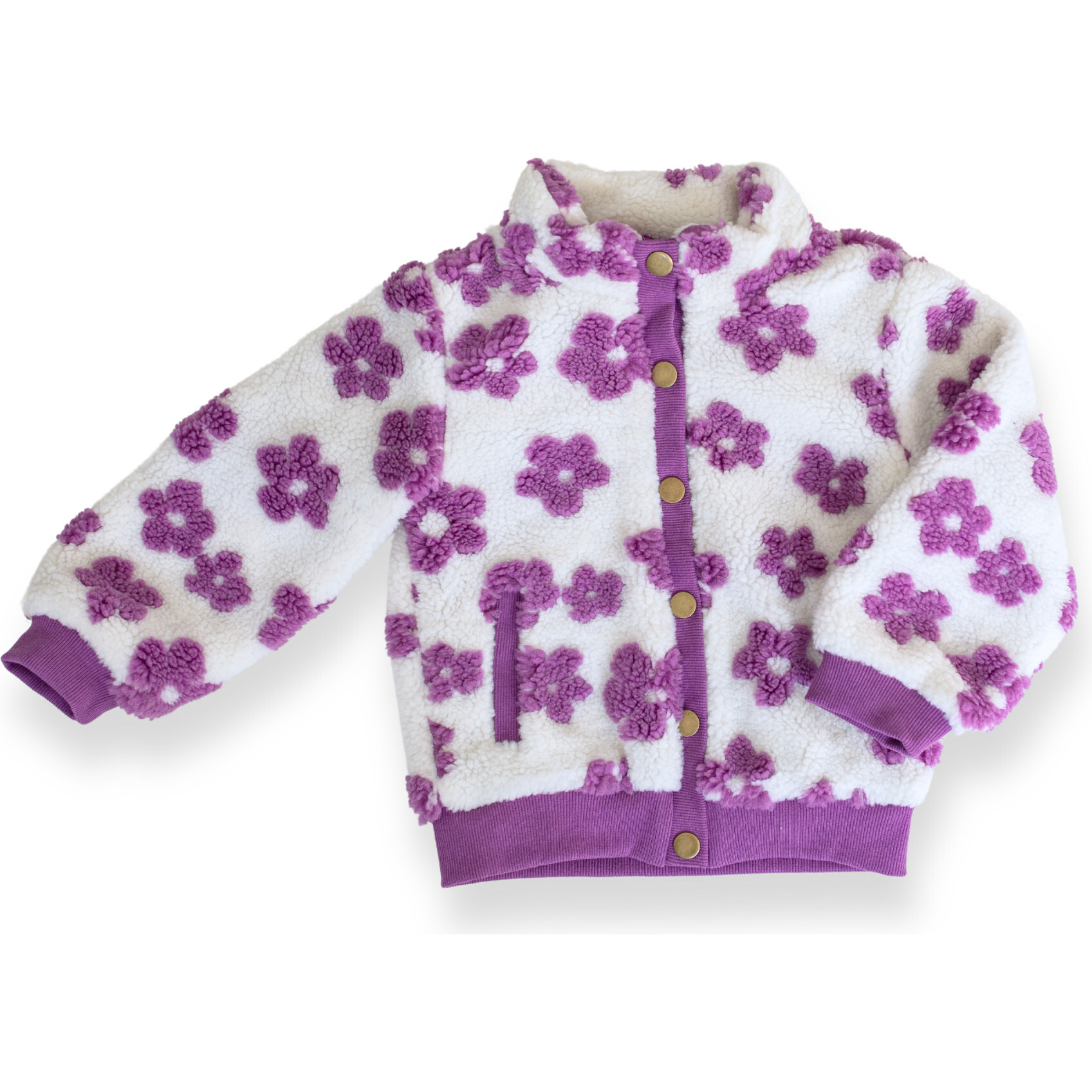 Flower Power Fleece Jacket, Lilac - Fleece & Sherpa Jackets - 1