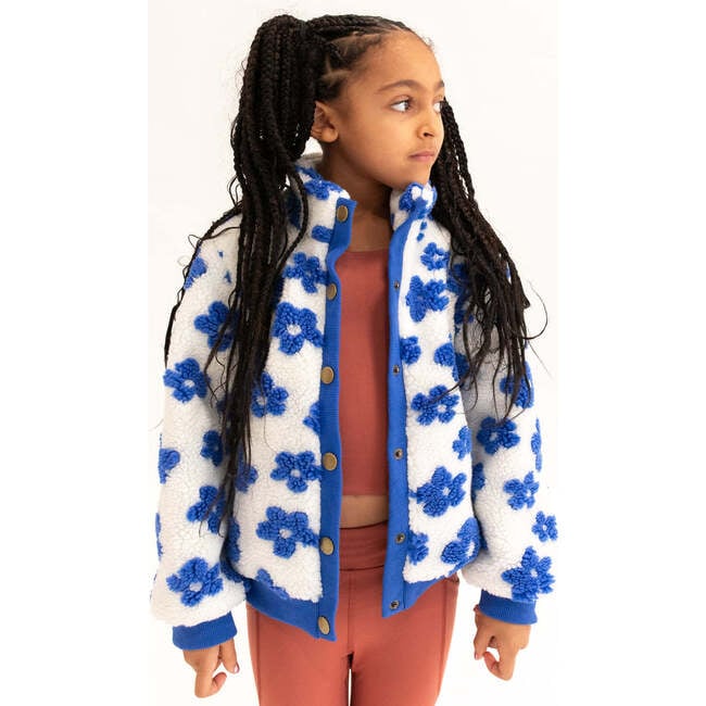 Flower Power Fleece Jacket, Royal Blue - Fleece & Sherpa Jackets - 2