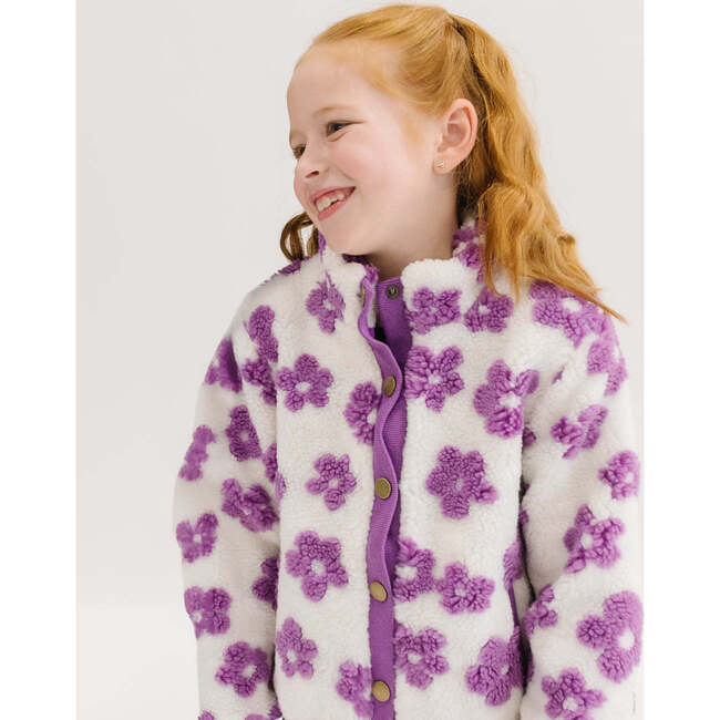 Flower Power Fleece Jacket, Lilac - Fleece & Sherpa Jackets - 2