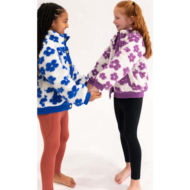 Flower Power Fleece Jacket, Royal Blue - Fleece & Sherpa Jackets - 3