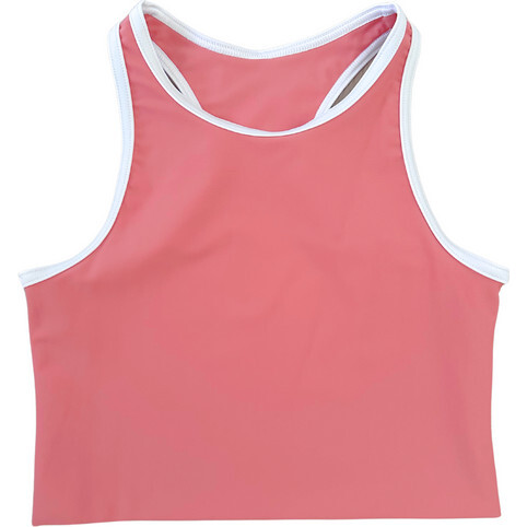 Bliss American-Style UV-Resistant Piped Sport Bra, Coral Blush - Tank Tops - 1