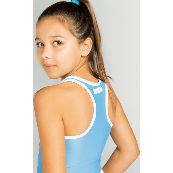 Bliss American-Style UV-Resistant Piped Sport Bra, Azure Blue - Tank Tops - 2