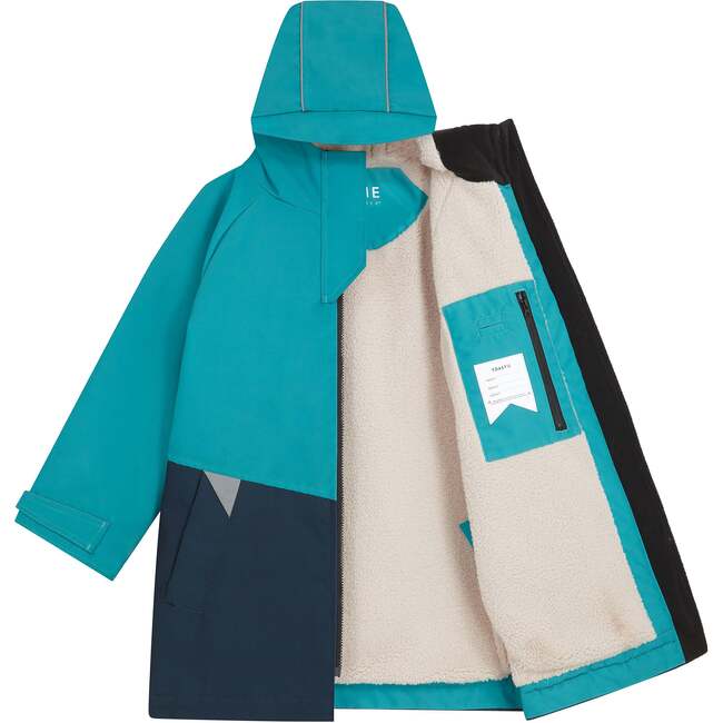 Weatherproof Sherpa Lined Zipper Hooded Robe, Atlantic Blue - Robes - 3