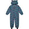 Waterproof Packable Double Zipper Hooded Puddlesuits, Navy Floral - Overalls - 1 - thumbnail