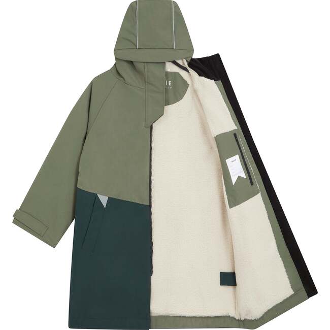 Weatherproof Sherpa Lined Zipper Hooded Robe, Antique Olive - Robes - 3