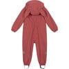 Waterproof Packable Double Zipper Hooded Puddlesuits, Rose Pink Bunny - Overalls - 2