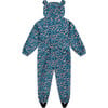 Waterproof Packable Double Zipper Hooded Puddlesuits, Navy Floral - Overalls - 2