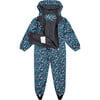 Waterproof Packable Double Zipper Hooded Puddlesuits, Navy Floral - Overalls - 3