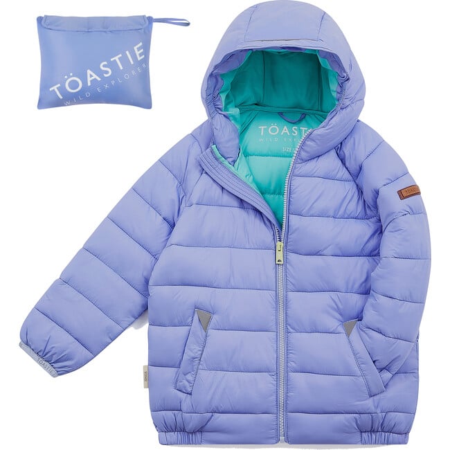 Pack-A-Way Mountain Zipper Hooded Puffer Jacket, Lavender