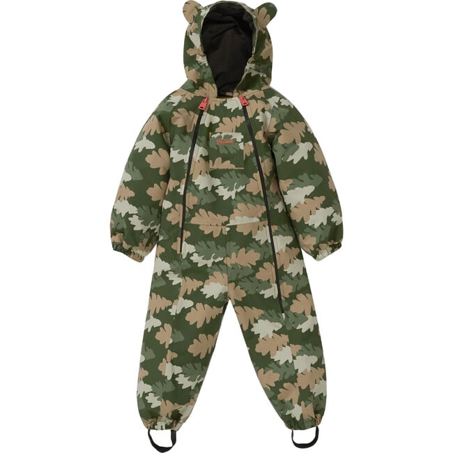 Waterproof Packable Double Zipper Hooded Puddlesuits, Leaf Camo