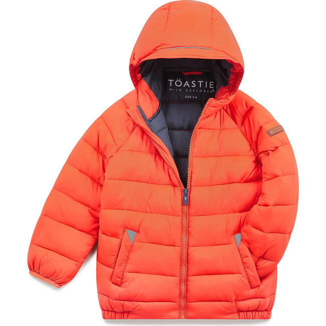 Pack-A-Way Mountain Zipper Hooded Puffer Jacket, Expedition Orange - Jackets - 3