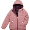 Eco Reversible Padded Snug Hooded Puffer Jacket, Damask Pink & Black Cherry - Jackets - 2