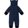 Cloud Eco-Down Fill Quilted Double Zipper Hooded Pramsuit, Ink Navy - Snowsuits - 2