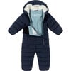 Cloud Eco-Down Fill Quilted Double Zipper Hooded Pramsuit, Ink Navy - Snowsuits - 3