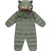 Cloud Eco-Down Fill Quilted Double Zipper Hooded Pramsuit, Sage - Snowsuits - 1 - thumbnail