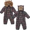 Cloud Eco-Down Fill Fur Trim Quilted Hooded Pramsuit, Floral Nightscape - Snowsuits - 1 - thumbnail