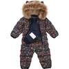 Cloud Eco-Down Fill Fur Trim Quilted Hooded Pramsuit, Floral Nightscape - Snowsuits - 2