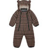 Cloud Eco-Down Fill Quilted Double Zipper Hooded Pramsuit, Toffee Houndstooth - Snowsuits - 1 - thumbnail