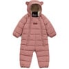 Cloud Eco-Down Fill Quilted Double Zipper Hooded Pramsuit, Damask Pink - Snowsuits - 1 - thumbnail