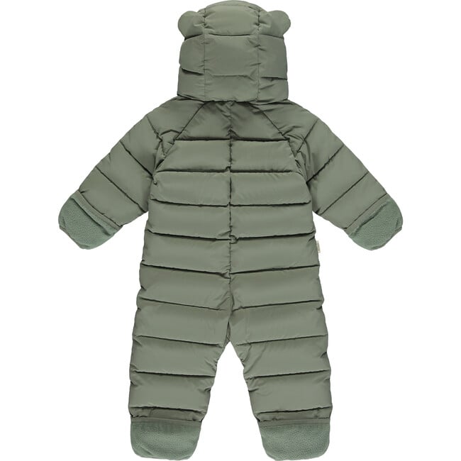 Cloud Eco-Down Fill Quilted Double Zipper Hooded Pramsuit, Sage - Snowsuits - 2