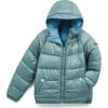 Eco Reversible Padded Snug Hooded Puffer Jacket, Cloud Blue & Fern - Jackets - 4