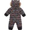 Cloud Eco-Down Fill Fur Trim Quilted Hooded Pramsuit, Floral Nightscape - Snowsuits - 3