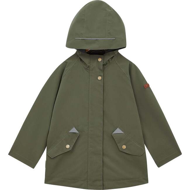 All Season Waterproof Zipper Hooded Raincoat, Sage Green