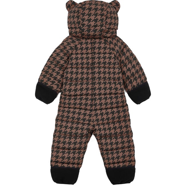 Cloud Eco-Down Fill Quilted Double Zipper Hooded Pramsuit, Toffee Houndstooth - Snowsuits - 2