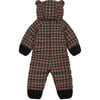 Cloud Eco-Down Fill Quilted Double Zipper Hooded Pramsuit, Toffee Houndstooth - Snowsuits - 2