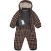 Cloud Eco-Down Fill Quilted Double Zipper Hooded Pramsuit, Toffee Houndstooth - Snowsuits - 3