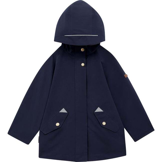 All Season Waterproof Zipper Hooded Raincoat, Marine Navy