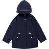 All Season Waterproof Zipper Hooded Raincoat, Marine Navy - Raincoats - 1 - thumbnail