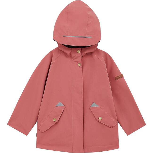 All Season Waterproof Zipper Hooded Raincoat, Dusky Pink