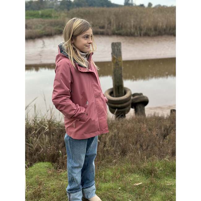 All Season Waterproof Zipper Hooded Raincoat, Dusky Pink - Raincoats - 2