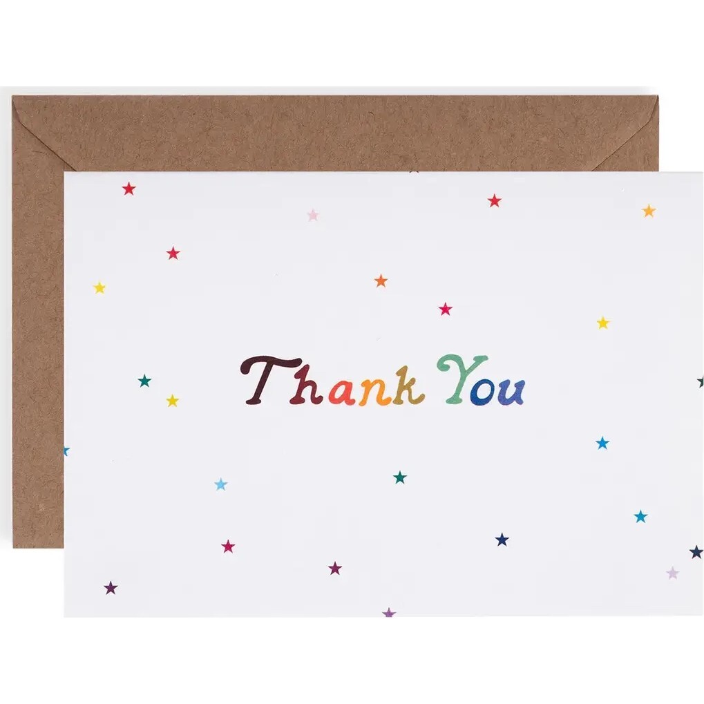 Rainbow Stars Thank You Card Set, Multicolors (Box Of 8) - Paper Goods - 1