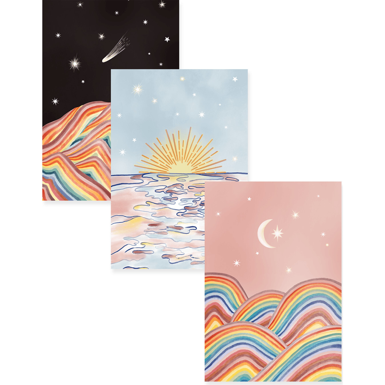 Landscape Matte Digital Print Cover Notebook, Multicolors (Pack Of 3) - Paper Goods - 1