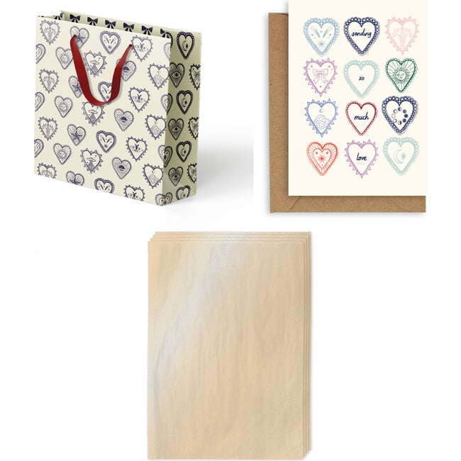 Heart Charms Gift Wrap Bag Bundle, Multicolors