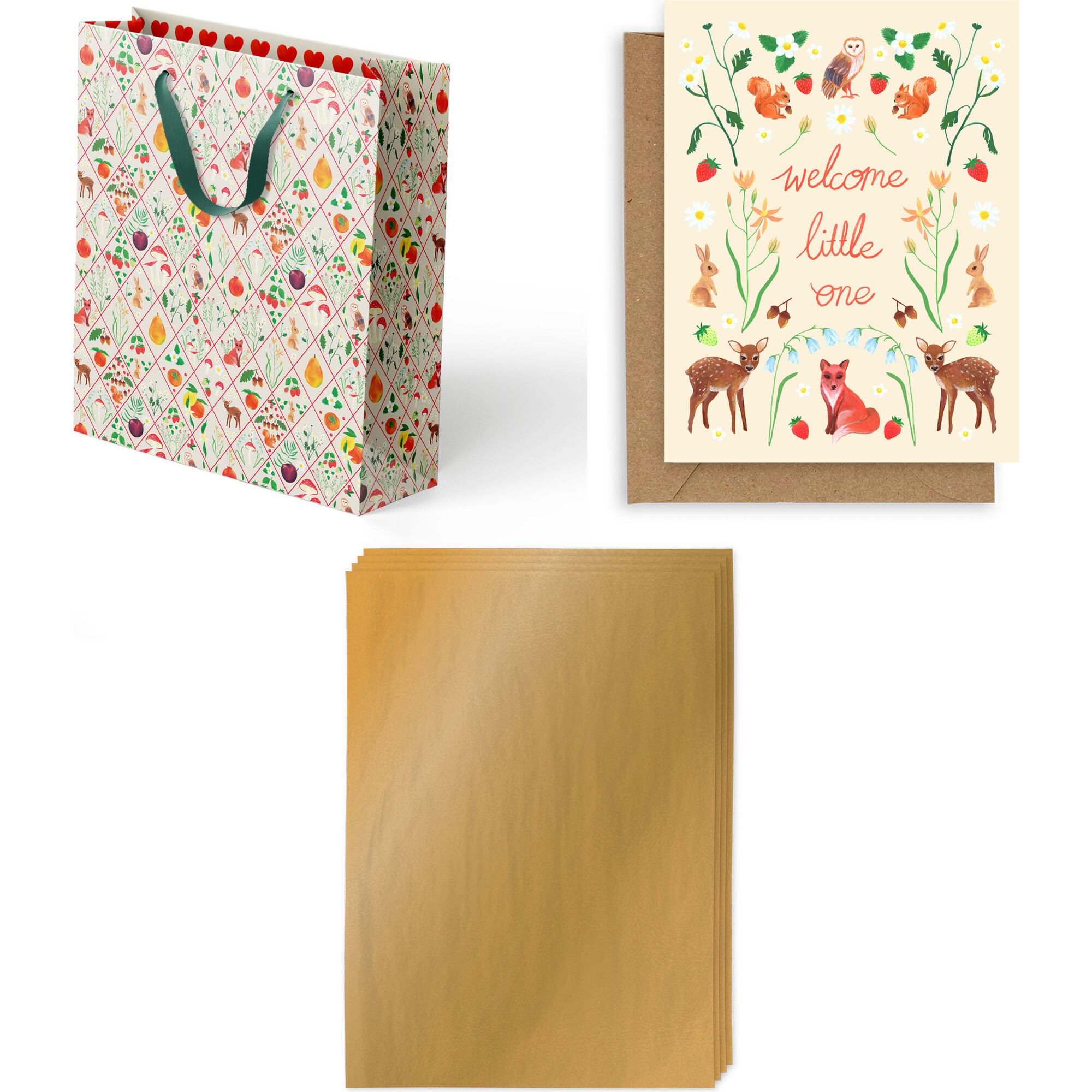 Flora Fauna Gift Wrap Bag Bundle, Multicolors - Paper Goods - 1