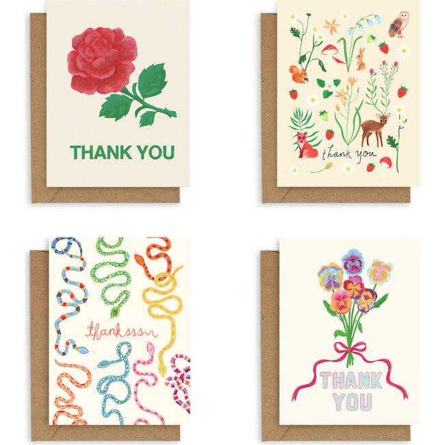 Digital Print Thank You Card Bundle, Multicolors (Pack Of 4)