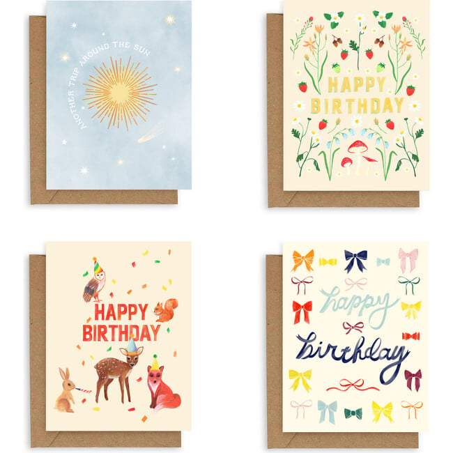 Digital Print Birthday Card Bundle 1, Multicolors (Pack Of 4)