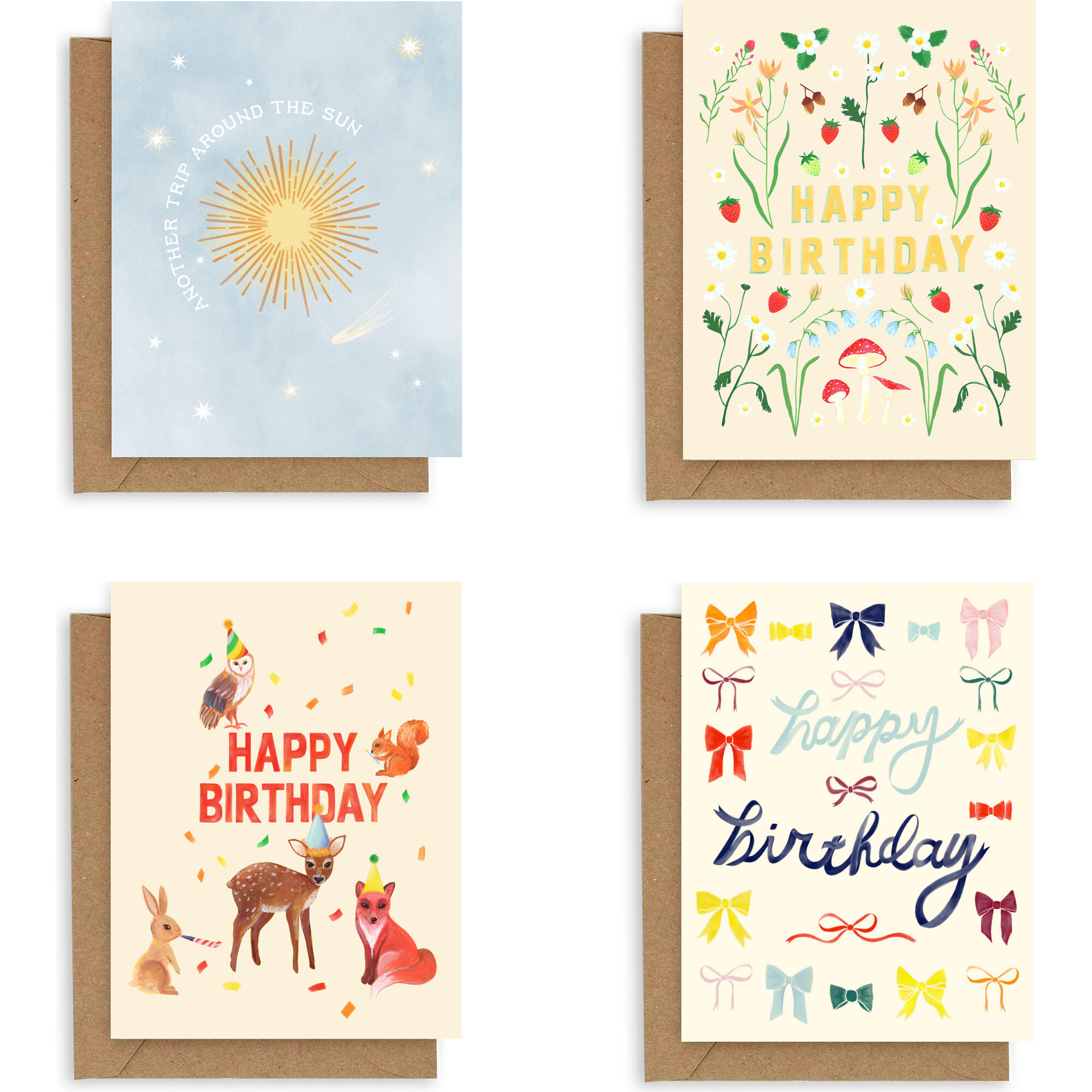 Digital Print Birthday Card Bundle 1, Multicolors (Pack Of 4) - Paper Goods - 1