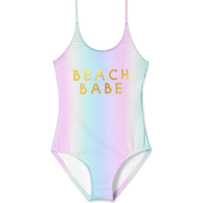 Beach Babe Rainbow Print Fully Lined Swimsuit, Multicolors