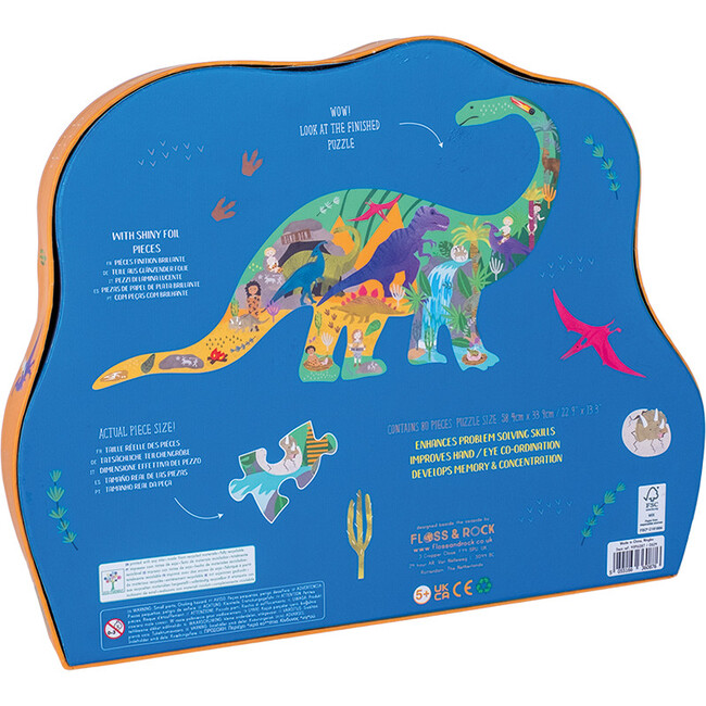 Dino 80pc "Diplodocus" Shaped Jigsaw with Shaped Box - Puzzles - 3