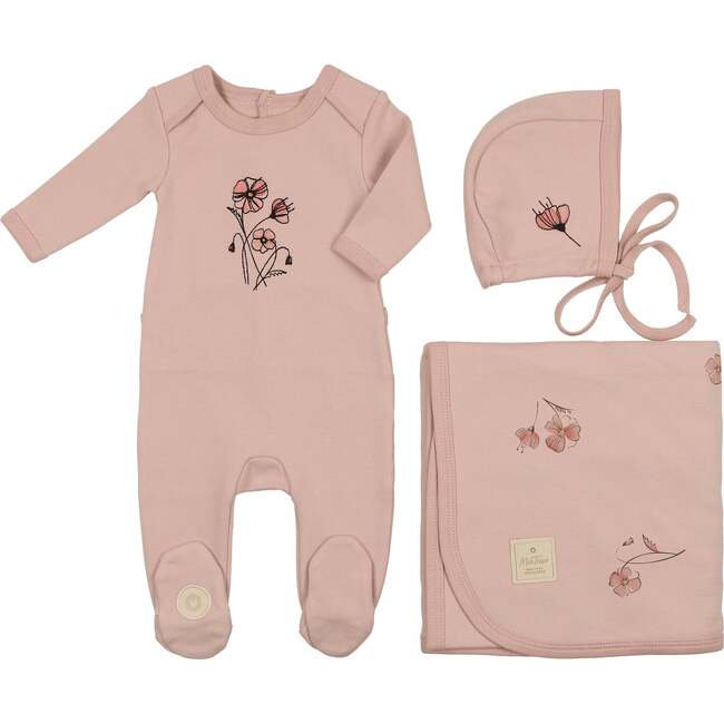 Flower Sketch Layette Set Rose Smoke