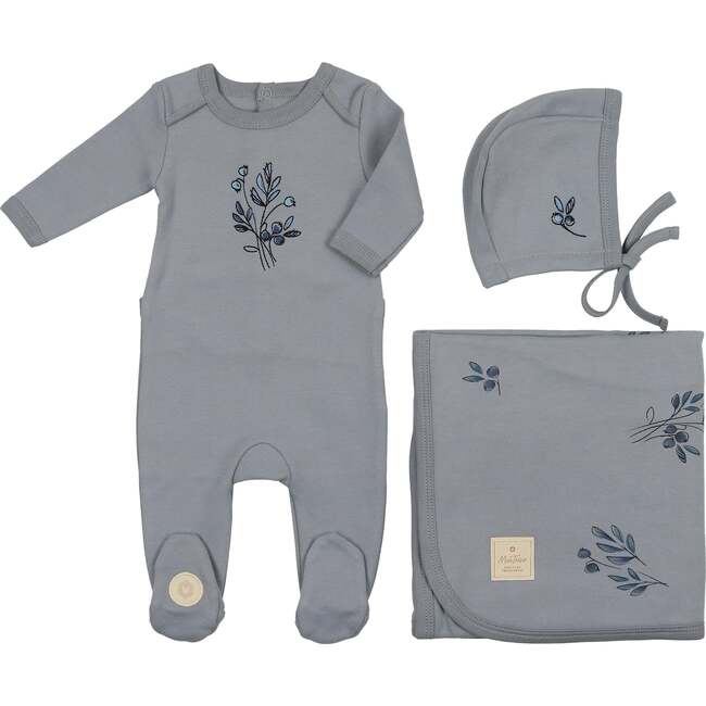 Flower Sketch Layette Set Slate Blue