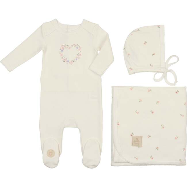 Floral Heart Layette Set Ivory