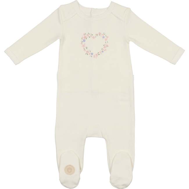 Floral Heart Footie Ivory