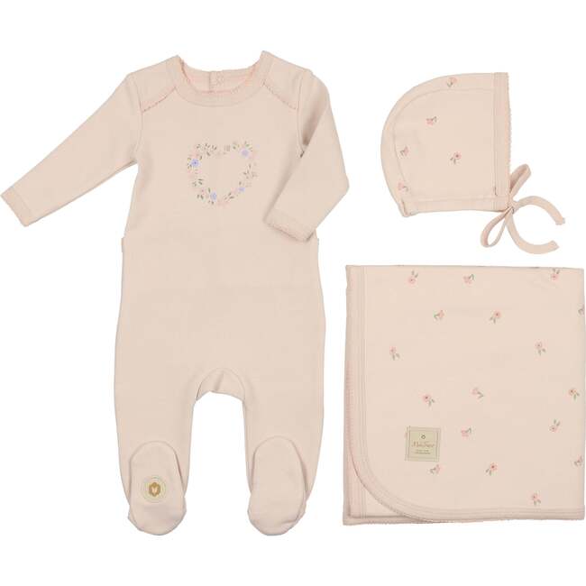 Floral Heart Layette Set Barely Pink